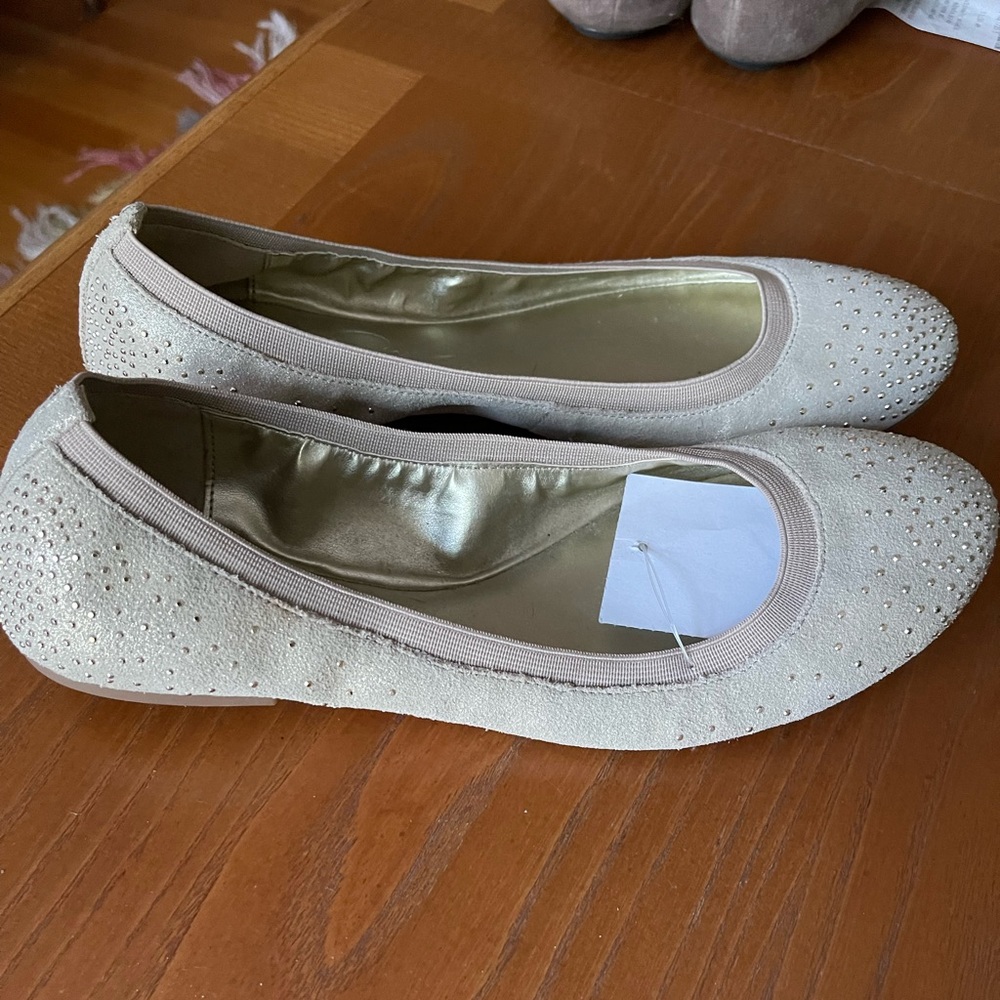 Jessica Simpson champagne beaded flats